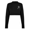 Womens/Ladies Jeans Chest Logo Mock Neck Crop Top