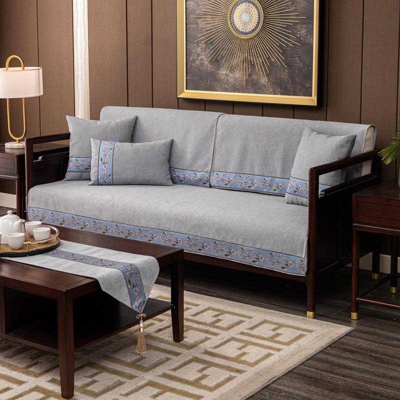 New Chinese Style Sofa Cushion Four Seasons Universal High-End Chenille Non-Slip Chinese Style Plum Blossom Sofa Towel Pillow