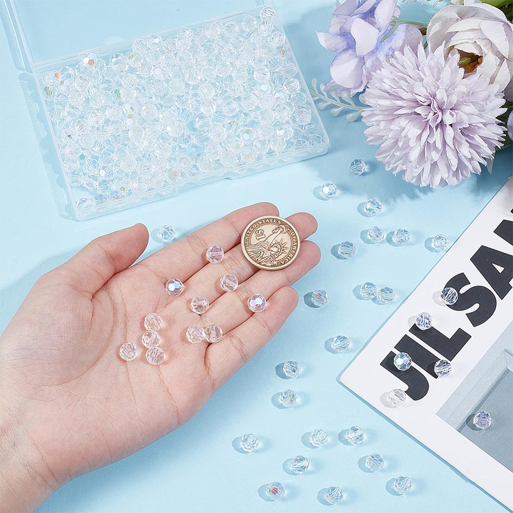 300Pcs Electroplate Glass Beads Strands AB Color Faceted(32 Facets) Round Clear AB 8mm Hole: 1mm