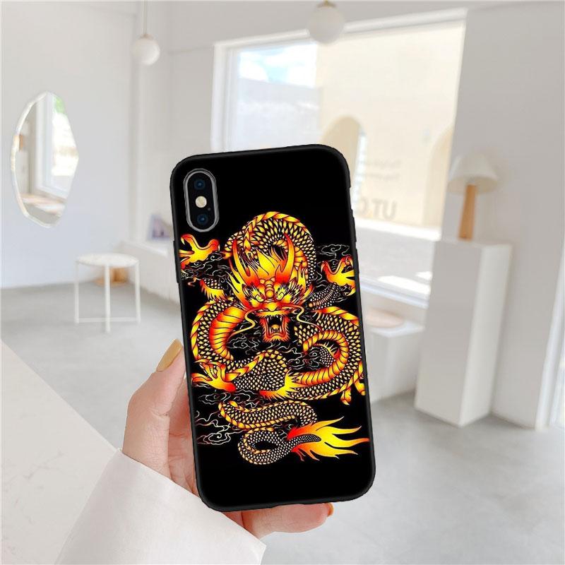 LO25 Chinese Dragon Soft Shell Phone Case for iPhone SE X XS XR 11 16E 17 Pro Max Air 8 7 6 6s Plus