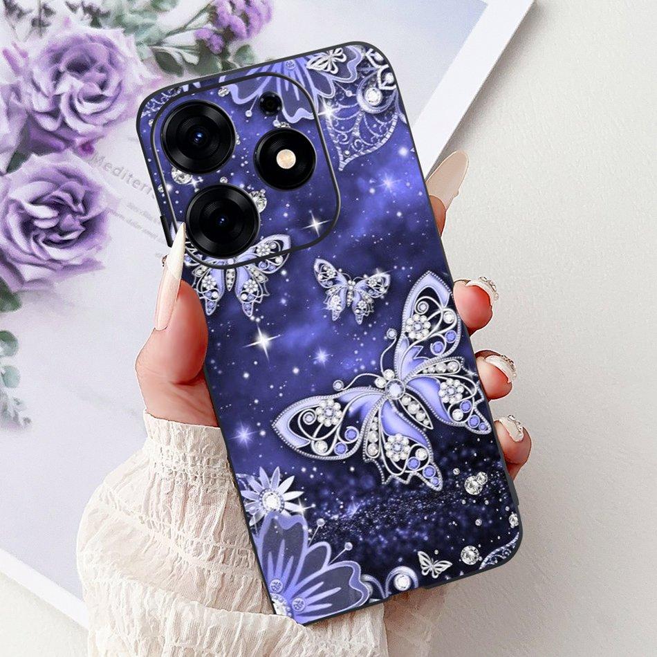 For Tecno Spark 10 Pro Phone Case Spark 10Pro 4G KI7 Elegant Floral Cat Printing Soft Silicone TPU Cases