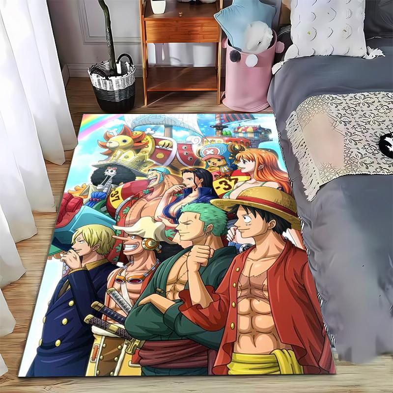 Colorful Anime Carpet with Pirate Theme, Cartoon Characters, and Ship Design Suitable for use as an anti-slip for living room bedroom sofas