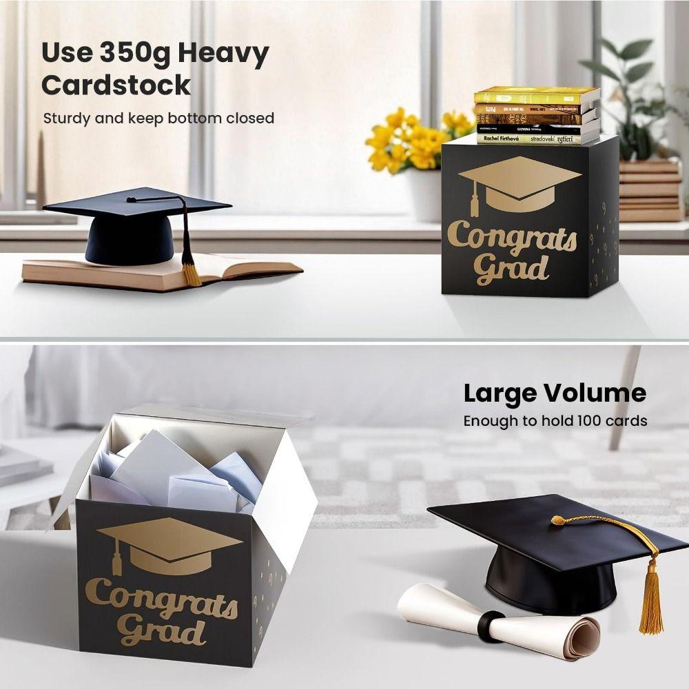 DIY Graduation Voting Box Black Golden Congrats Grad Card Box Graduation Season