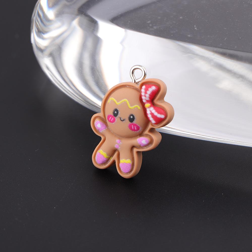 

5pcs Christmas Gingerbread Man Biscuits Charms Resin Cookie Xmas Pendant Earrings Bracelet Diy Jewelry Making Supplies Material 5pcs