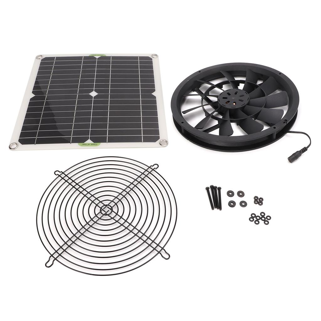 Solar Panel Powered Fan 10in Diameter Ventilator 100W for RV Yacht Greenhouses Bathroom