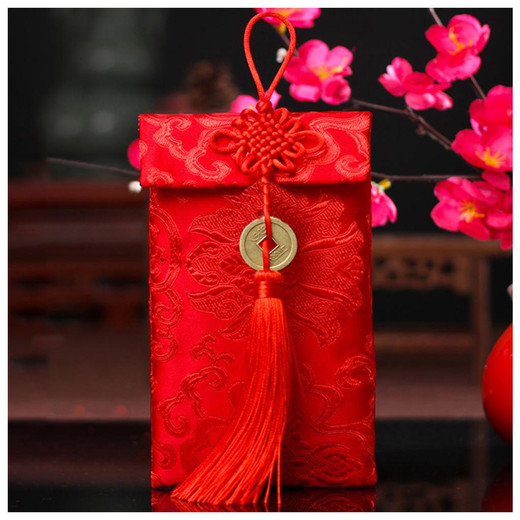 Chinese Brocade Red Envelope Bag Spring Festival Luck Red Packets Bag 2026 New Year Decoration For Chinese Wedding Birthday