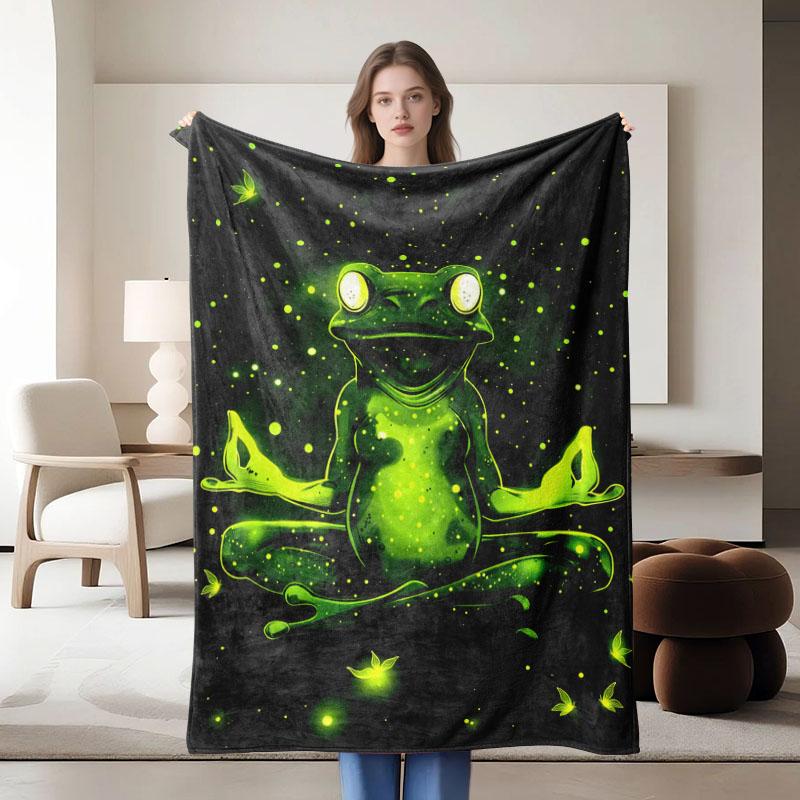 1 Piece Frog-themed Fluffy Fleece Blanket, Perfect for Sofa, Bed, Office. Ideal Gift for Family, Friends, and Holidays.