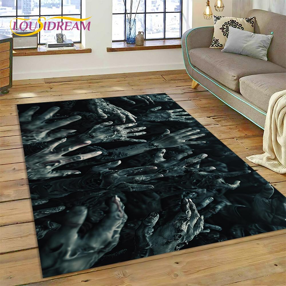 Style Gothic Horror Character Skull Ghost Spirit Carpet Rug for Bedroom Living Room Home Sofa Decoration, Decor Floor Mat