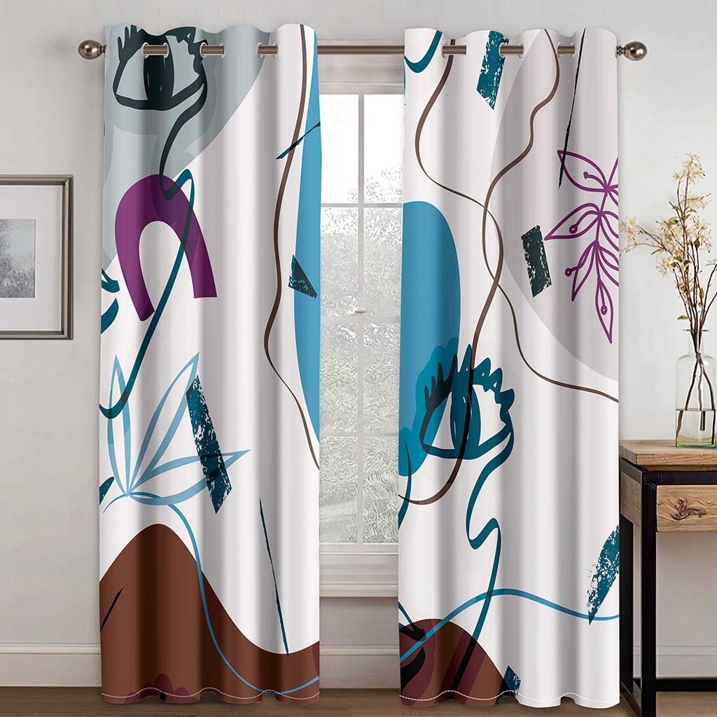 3D Print Polyester Simple Fashion Abstract Face Line Modern Cheap Bedroom Living Room Home Decor Shade Curtain Hooks Grommet