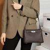Simple Casual Small Square Bag Versatile Cowhide Lock Shoulder Messenger Bag
