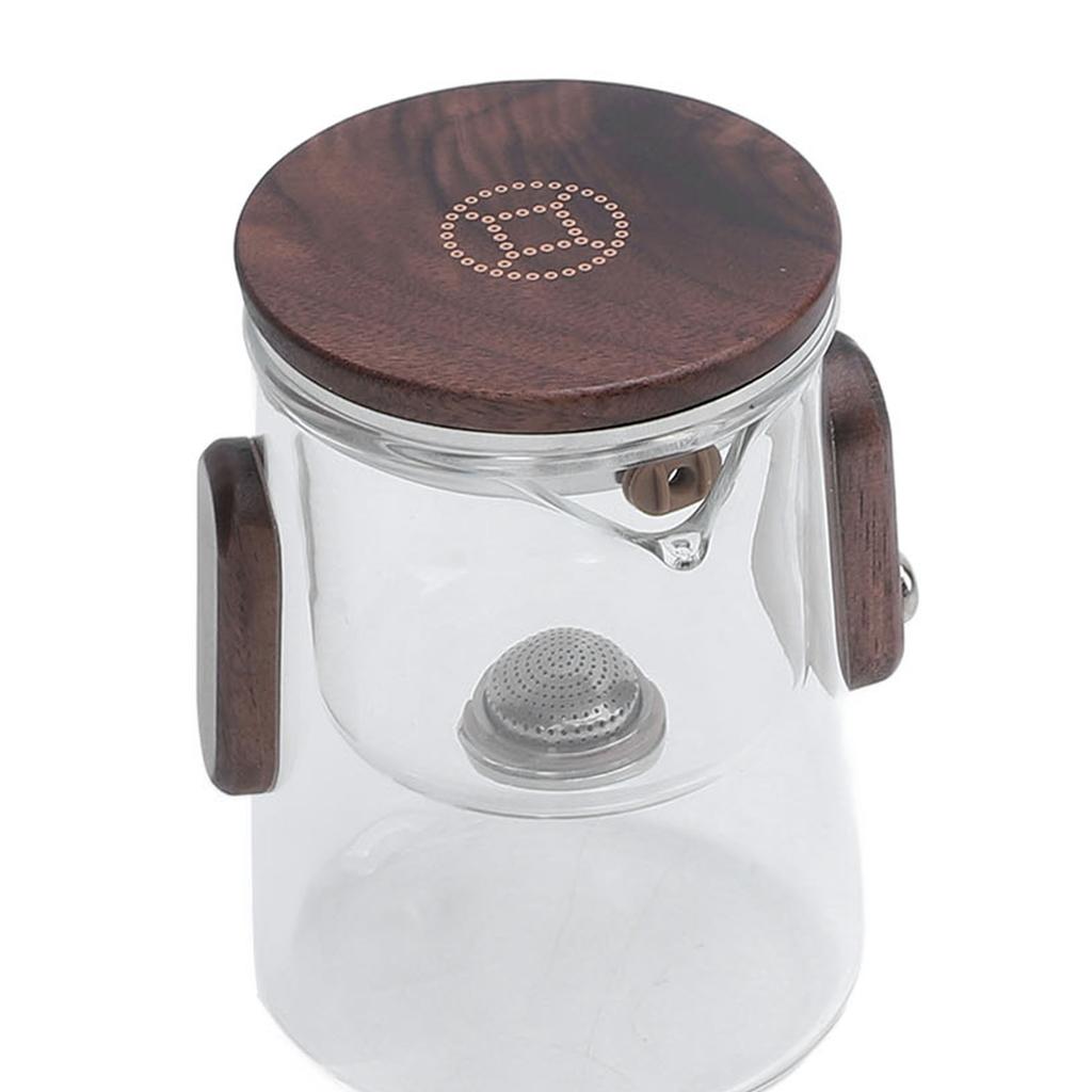 Glass Teapot with Strainer 330ml Magnetic Filtration Pot Water Separation Glass Teapot with 3 Cups for Home Outdoor Office