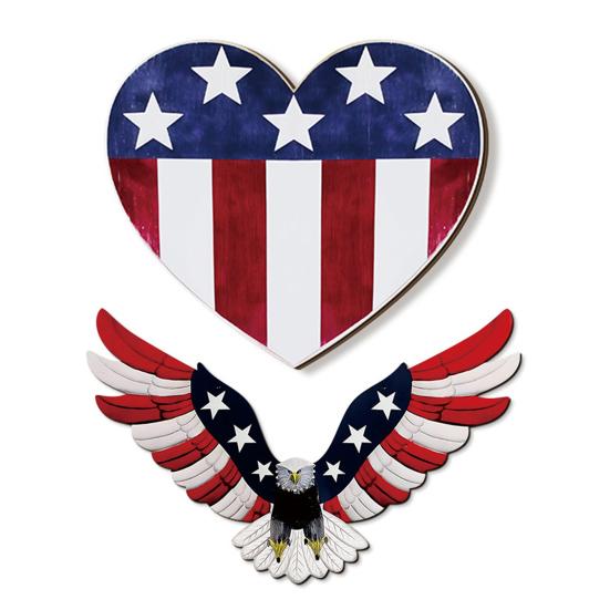 Patriotic American Flag Star Wall Sign 4th of July Independence Day Wooden Wall Door Hanger for Home Office Living Room