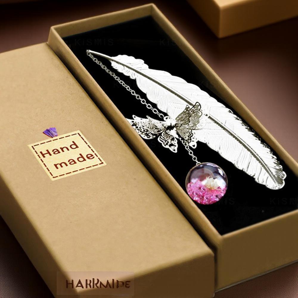 

Elegant Metal Feather Bookmark Perfect Gift for Women Book Lovers Teachers Mom Birthday Christmas Mothers Day Present розовый цвет-серебро