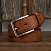 Pásek Pánský Jednoduchý Módní Všechno-Hodící Vybledlý Vintage Pravá Hovězí Kůže Povrch Pásku v Korejském Stylu
