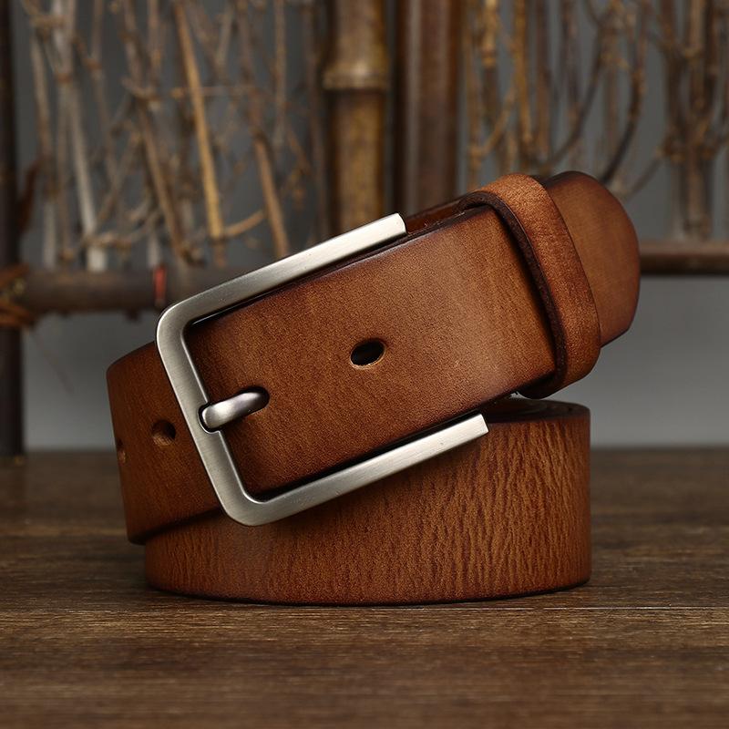 Belt Men's Korean-Style Simple Fashion All-Match Washed-out Vintage Genuine Cattlehide Leather Surface Belt