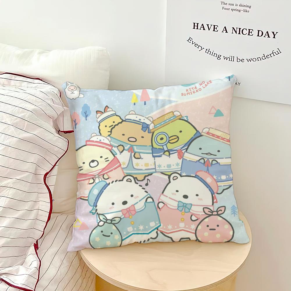 Cartoon S-Sumikko Cute G-Gurashis Pillow Case Sofa Living Room Bedroom Headboard Backrest Cushion Square Cushion Nap Time