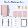 Pink Document Organizer Folio 12 Pockets Envelopes Important File Binder with Label Stickers for Missing Prevention Home School Office