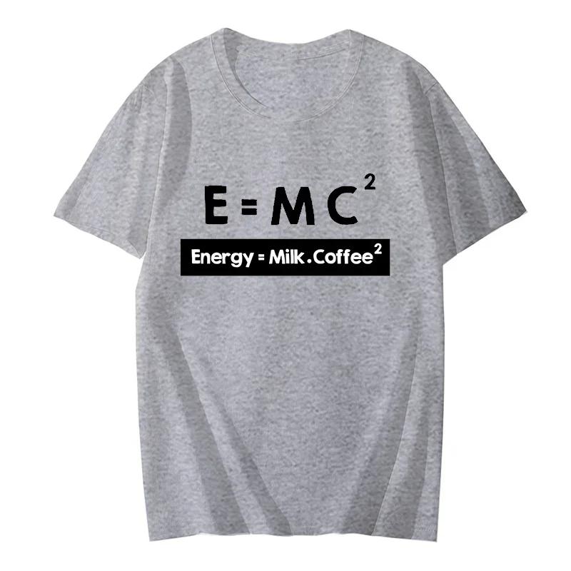 E=MC2 Print T Shirt for Men Funny Math Humor Streetwear Oversized Casual T-shirts Short Sleeve Fashion Clothes for Men