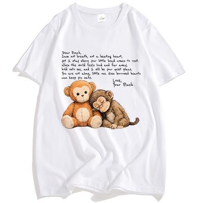 Punch Monkey Graphic Print Tshirts Summer O-neck Cotton Men/Women Funny T-shirt Short Sleeve Loose Fashion Tees Casual Unisex Clothes  Anime T-shirt