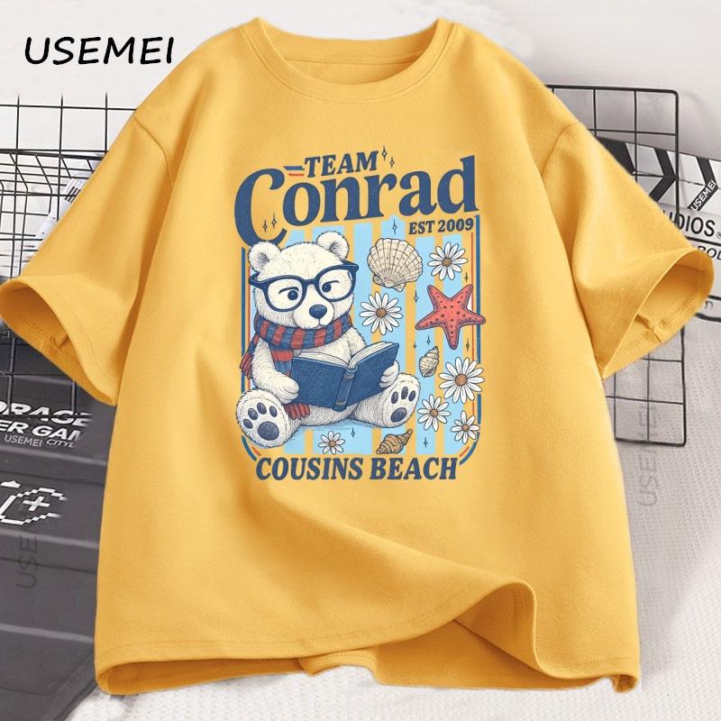 Team Conrad Junior Mint Bear T Shirt Summer Beach Tee Men Women Loose Cotton Short Sleeve T-shirt Crewneck Tshirt Breathable
