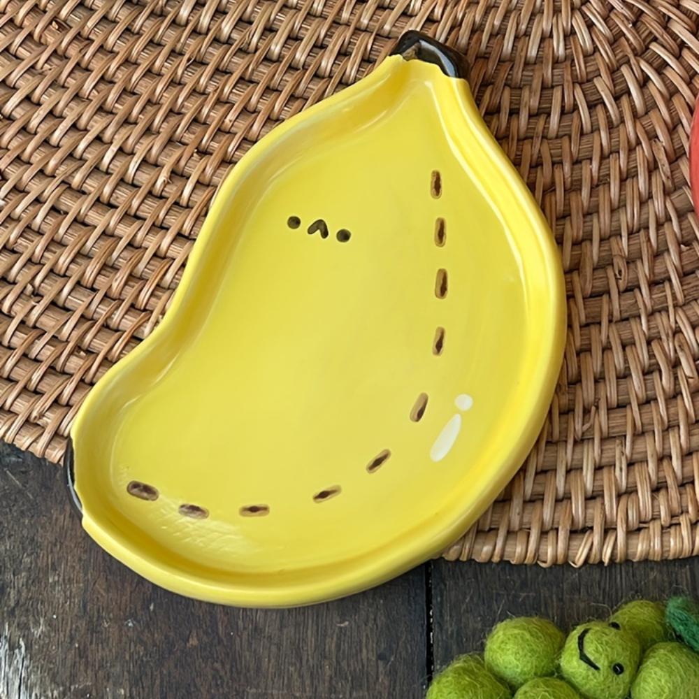 4pcs Ceramic Snack Plates , Cute Cartoon Fruit Design ,Orange Slice, Avocado, Strawberry, Corn, for Desserts, Dips, Sushi , Seasonings