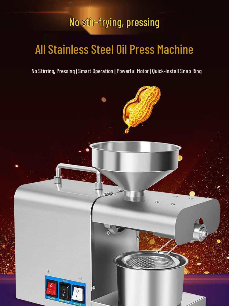 Compact Automatic Stainless Steel Peanut Oil Press for Home and Commercial Use