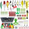 78/122 piece fishing bait kit for top water fish bait rack, fishing gear kit for sea bass and salmon fishing accessories with random color samples