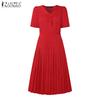 ZANZEA Women Summer V-Neck Casual Short Sleeve Dress