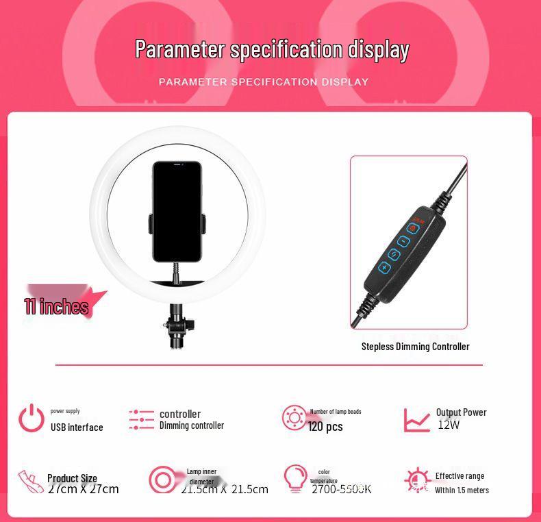 Live Streaming Phone Stand with HD Fill Light and Multifunctional Tripod