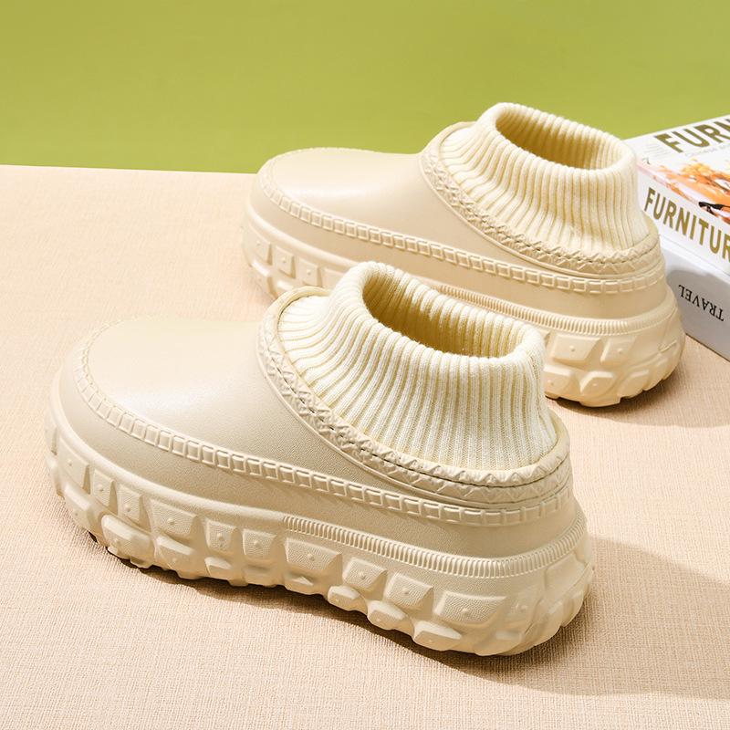 

Warm, Height-Boosting, Non-Slip Waterproof Fleece-Lined Cotton Slippers with Thick Soles 36-37