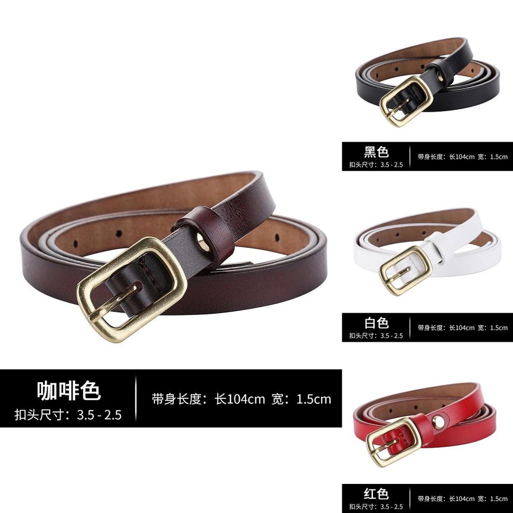 Genuine Leather Womens Belt Fashionable Twotone Cowhide Slim Waist Accessory With Alloy Buckle For Office