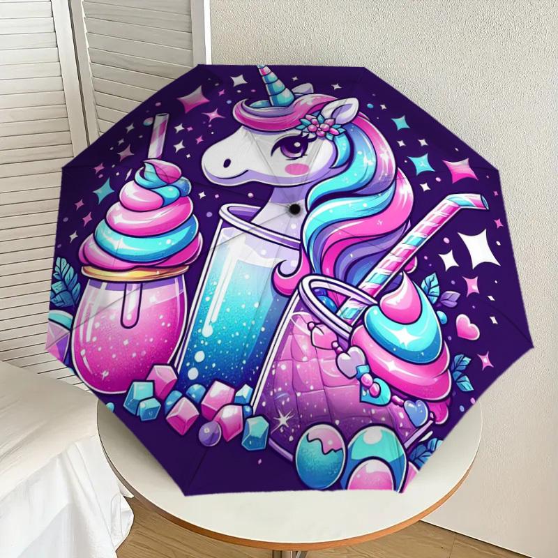 

1pc Unicorn Fantasy Sweets Umbrella with Plastic Handle,Suitable for All Seasons Home Travel Outdoor UmbrellaDD276