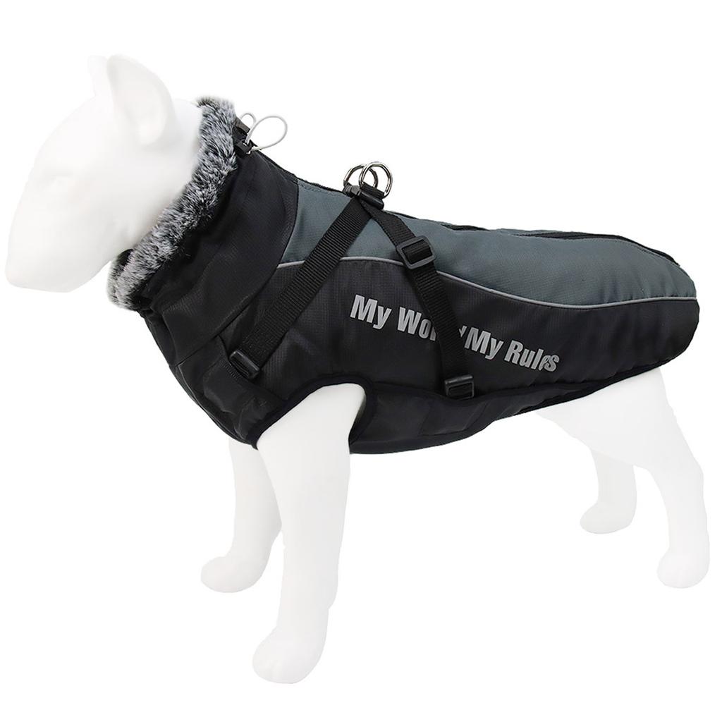 Reflective Dog Vest For Walking At Night Waterproof Dog Coat Winter Dog Clothes Jacket Pet Dog Coat With Harness