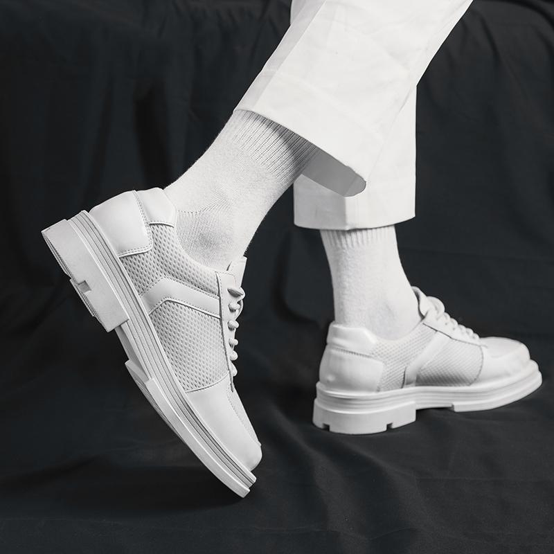 Luxury Men Patent Leather Casual Office Shoes Breathable Walking Flats Designer Shoes2024New Comfy Fashion Lace-up Tooling Shoes