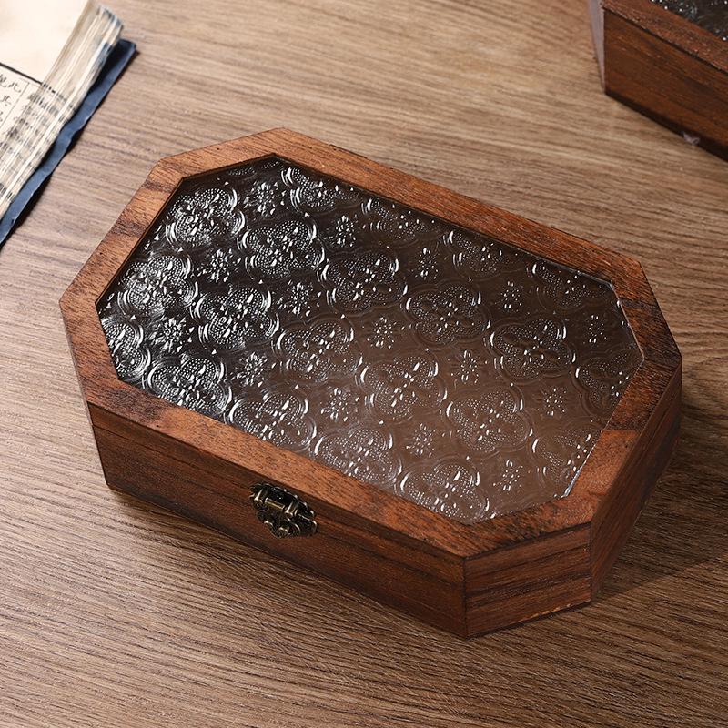 Jewelry Organizer with Wooden Base & Glass Lid - Dustproof Display for Earrings, Bracelets & Ornaments