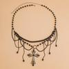 Zinc Zinc Alloy Cross Black Chain Belt Acrylic Beads Crystal Tassel Waistband  Skirt Suit Decoration