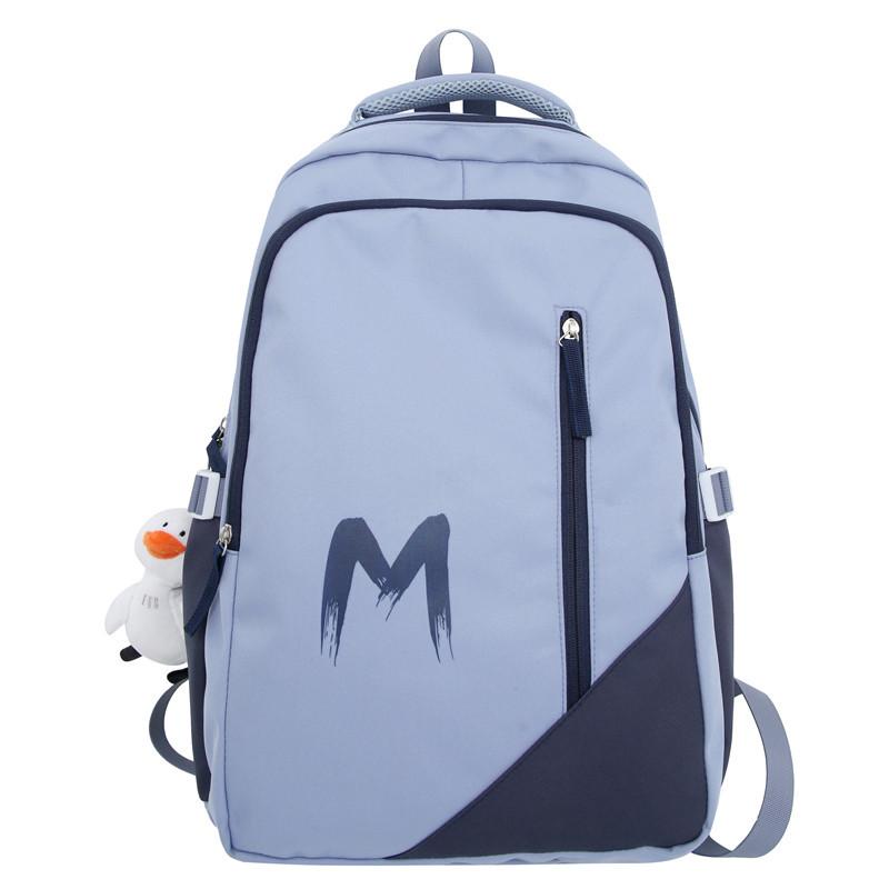 

Korean version of simple backpack 2025 new high school college student schoolbag large capacity male and female couples leisure travel backpack Single pack синий