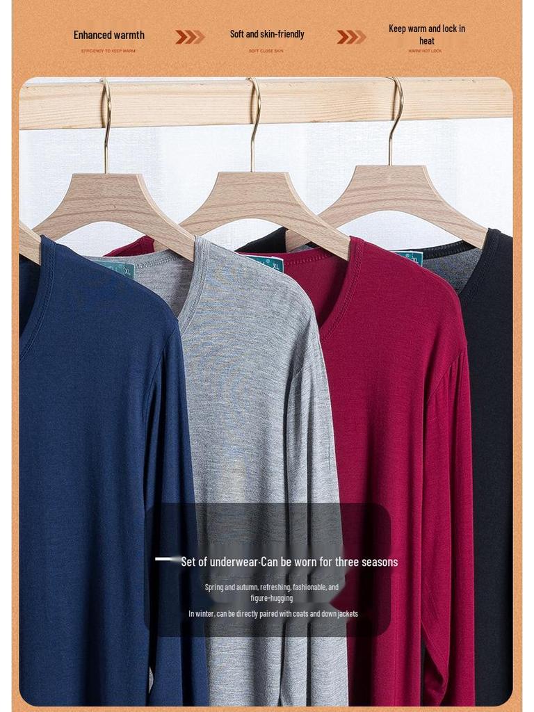 Men's Plus Size Modal Slim Warm Base Layer Autumn/Winter Underwear Set