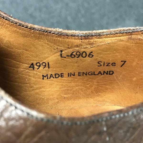 England Vintage KF Goodyear Pebbled Leather Plain Toe Dress Shoes 7 25.5cm Brown(USED)