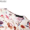 ZANZEA Women Casual Round Neck Summer Loose Short Sleeve Floral Dress
