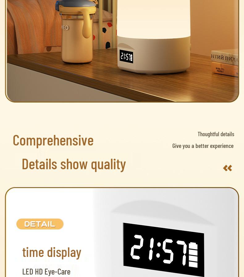 Eye-friendly LED Night Light: Bedroom, Dormitory, Desk & Bedside Lamp with Charging Function - Popular Atmosphere Lamp for Students