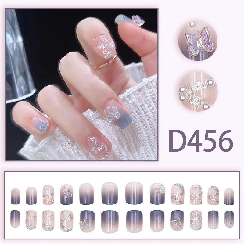Fumede French Sweet Diamond Press-On Nails Set