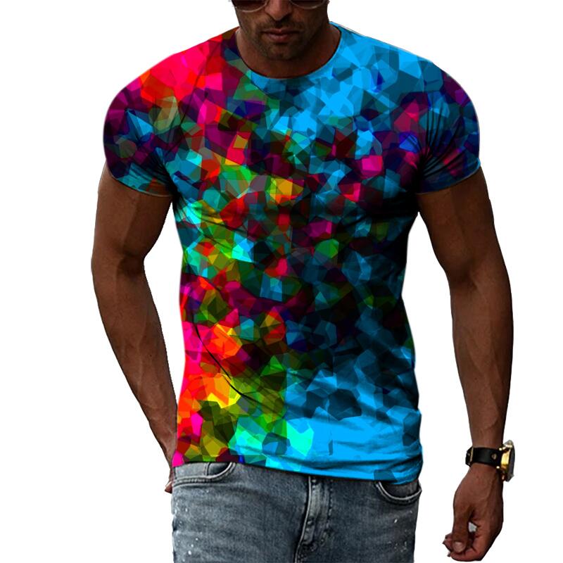 Sommer Mode Kreative Abstrakte Grafik T Shirts Für Männer Casual 3D Drucken Hip Hop Harajuku Persönlichkeit Rundhals Kurzarm