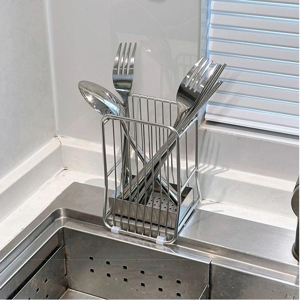 Large Capacity Stainless Steel Chopstick Bucket Moisture-proof Chopstick Draining Rack  Kitchen Use