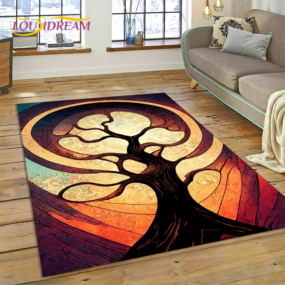 Tree of Life Nature Viking Yggdrasil Norse Rug Carpet for Living Room Bedroom Decor,Non-slip Decoration for Sofa Doormat Gift