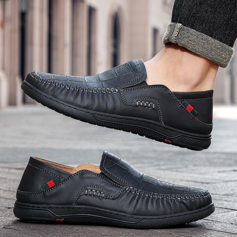 Pánské boty z hovězí kůže, ležérní nazouvací formální mokasíny, pánské mokasíny italské černé pánské řidičské boty