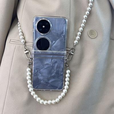 Fundas For Huawei Pocket 2 Pearl Crossbody Lanyard Soft Silicone Phone Case for Huawei Pocket 2 LEM-AL00 HD Transparent Wriststrap Chain Phone Cover