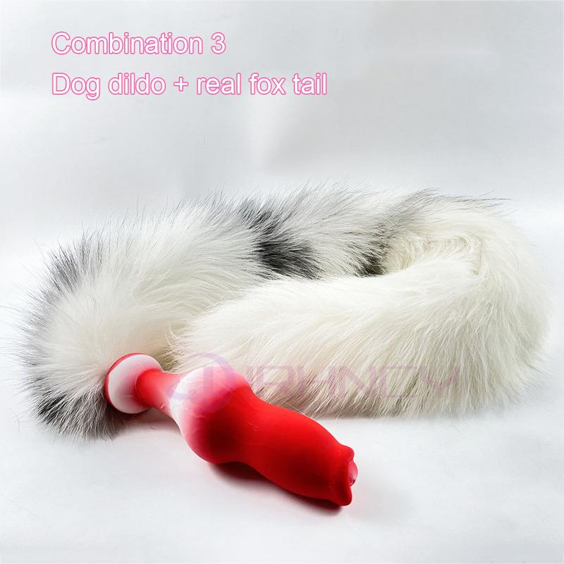 Butt Plug With Tail Cosplay Adult Sex Games For Women Dog Dildos/Spiked Anal Plugs DIY 35/65/95cm Real Fox Tail Anal Sex Toys