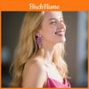Geometric Alloy Long Earrings For Women With Colorful Rhinestones In Fashion Spring