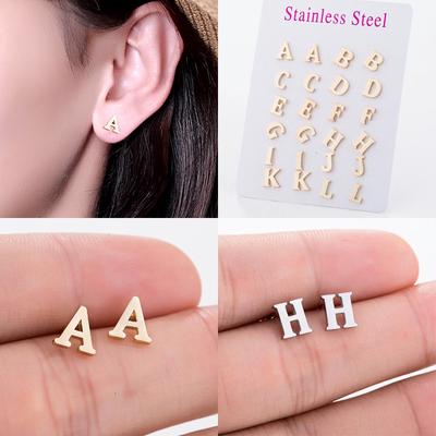 Girls Stainless Steel Jewelry For Women 26 Letters Earrings Simple Fashion A-Z Alphabet Personalized 1Pair  Accessories
